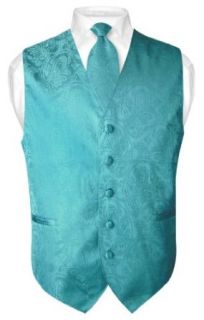 Men's Paisley Design Dress Vest NeckTie TURQUOISE AQUA BLUE Neck Tie Set at  Mens Clothing store: Business Suit Vests
