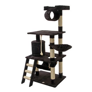 Go Pet Club Black 62 inch High Cat Tree Furniture Go Pet Club Cat Furniture