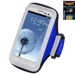Premium Sport Armband Case for LG Venice   Navy Blue + Cell Phone Antenna Booster: Cell Phones & Accessories