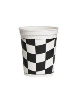 Black & White Check Stadium Cup 16 Oz (12pks Case) Kitchen & Dining