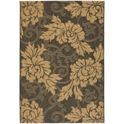 Black/natural Indoor/outdoor Floral patterned Rug (27 X 5)