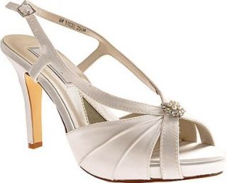 Touch Ups 256MO Brie White Satin Women's Sandal: Sandals: Shoes