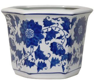 Oriental Furniture Good Best Beautiful Gifts for Mother, 10 Inch Fine Oriental Porcelain Planter Pot, Ming Blue and White Floral   Good Gifts For Moms For Christmas