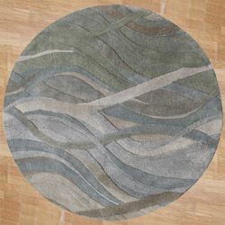 Handmade Classic Grey/green Wool Area Rug (8 Round)