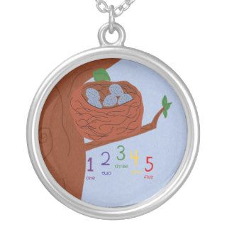 Nest Robin Eggs and Multicolored Numbers Custom Necklace