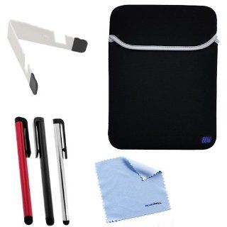 BIRUGEAR Black Neoprene Pouch Storage Carrying Case Cover plus Travel Stand, Microfiber Cloth, 3pcs Stylus for New Snoy Xperia Tablet Z LTE 10.1inch Android Tablet: Computers & Accessories
