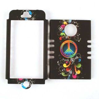 Cell Armor IPHONE4G RSNAP TE270 Rocker Snap On Case for iPhone 4/4S   Retail Packaging   Peace Sign and Music Notes on black Cell Phones & Accessories
