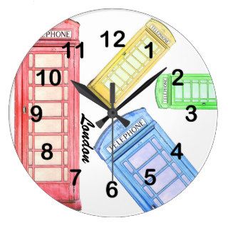 British colorful phone booth clock