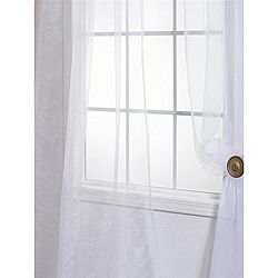 White Poly Voile Sheer Curtain Panel Pair