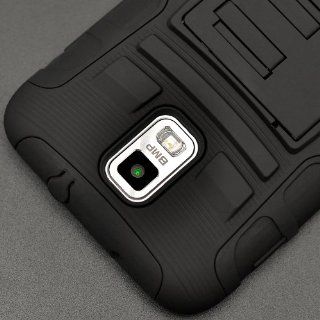 Black Armor Case Holster Combo Rubberized Cover Hard Plastic Case for Samsung GALAXY S 2 II Skyrocket i727 AT&T + Lovelykaren Premium Clear Film Screen Protector: Cell Phones & Accessories