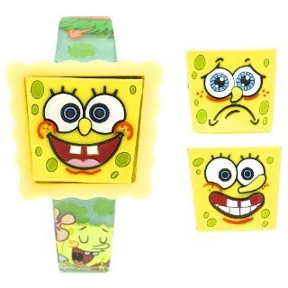 SpongeBob SquarePants Kids' SBP266S LCD Watch with two extra molded head toppers: Watches
