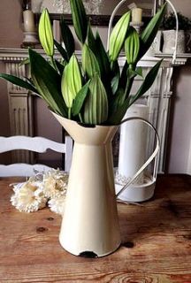 cream enamel flower jug by the hiding place