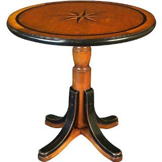Authentic Models Wood Mariner Star Round Cocktail Coffee Table   Desks Nautical