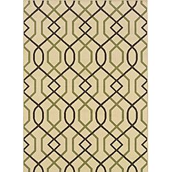 Ivory/brown Outdoor Geometric Area Rug (25 X 45)