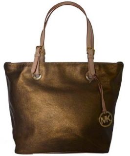 Michael Kors Bronze Leather Items Grab Bag Shoulder Tote Handbag Purse: Clothing