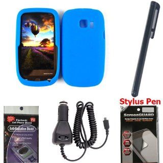 Blue Silicone Gel Cover Combo Pack for Huawei Pinnacle 2 M636 with Car Charger, ScreenGuard Brand 2 Pack Screen Protectors, Stylus Pen and Radiation Shield.: Cell Phones & Accessories