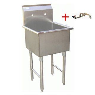 1 Compartment Stainless Steel Utility Food Preparation Sink 18"x18"x13"D NSF. SE18181P: Stainless Steel Laundry Sink: Industrial & Scientific