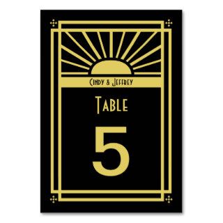 Art Deco Sunburst Table Numbers Cards Table Card
