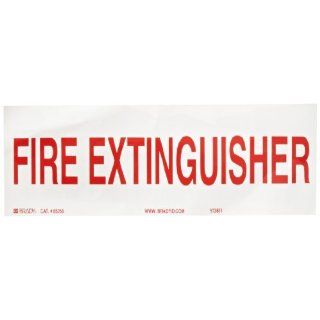 Brady 85256 3 1/2" Height, 10" Width, B 302 High Performance Polyester, Red On White Color Fire Sign, Legend "Fire Extinguisher": Industrial Warning Signs: Industrial & Scientific
