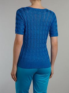 Lauren by Ralph Lauren Short sleeve cable knit jumper Blue