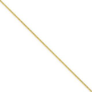 0.7mm Solid 14K Yellow Gold High Polish Classic Square Wheat Link Chain Necklace 16"   30" Available   16 inches: Forever Flawless Jewelry: Jewelry