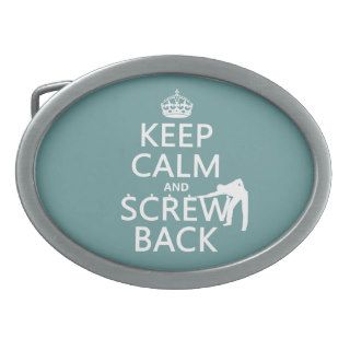 Keep Calm and Screw Back (snooker/pool) Oval Belt Buckles