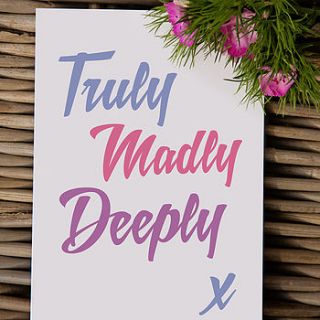 'truly madly deeply' greeting card by claire close
