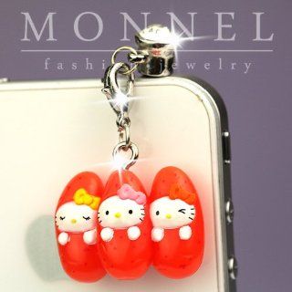Ip302 Luxury Hello Kitty 3d Charm Anti Dust Plug Cover for Iphone 4 4s Cell Phones & Accessories
