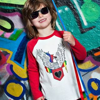 freddie the eagle child's baseball t shirt by cute graffiti childrenswear