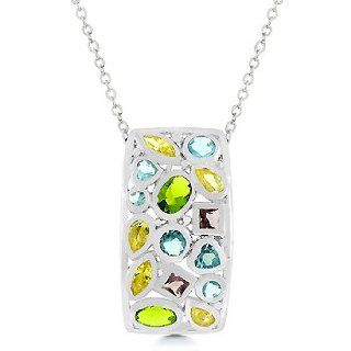 Jigsaw Multi colored Cubic Zirconia Sparkling Pendant (Chain Not Included) Jewelry
