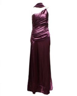Ladies Purple Color One Shoulder Long Satin Evening Dress at  Womens Clothing store: