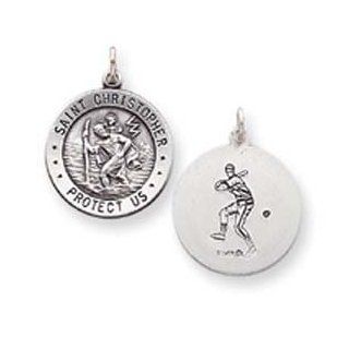 Sterling Silver St. Christopher Baseball Medal Pendants Jewelry