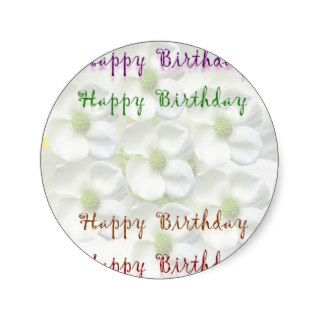 Happy Birthday Script  On Lilly Flower Base Stickers