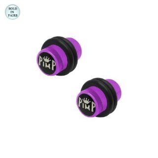 2 Gauge Pimp Logo Acrylic Purple Ear Plug: Body Piercing Plugs: Jewelry