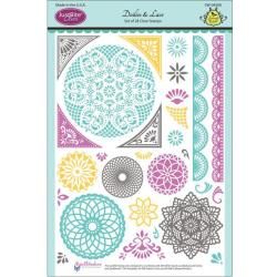 Justrite Stampers 6 X8 Clear Stamp Set   Doilies & Lace 28pc Clear & Cling Stamps