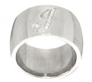 Steel by Design Pave Initial Band Ring —