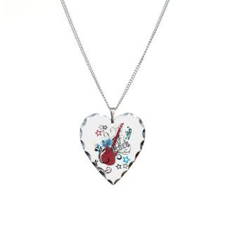 Necklace Heart Charm Rock Guitar Music: Artsmith Inc: Jewelry
