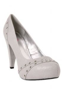 Patent Grommet Trim Quincy Heel   Grey (Wide Width): Shoes