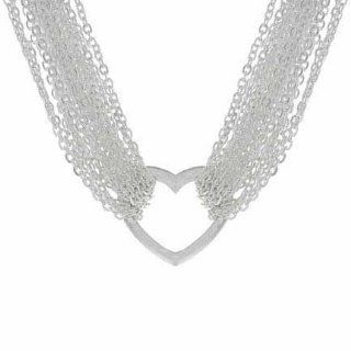 Sterling Silver Multi Strand Open Heart Necklace: Glitzs: Jewelry