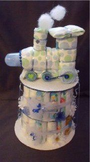 Blue Orange Green Train Baby Shower Gift Diaper Cake Centerpiece : Other Products : Everything Else