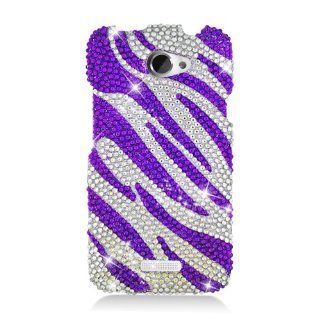 Eagle Cell PDHTCONEXS326 RingBling Brilliant Diamond Case for HTC One X   Retail Packaging   Purple Zebra: Cell Phones & Accessories