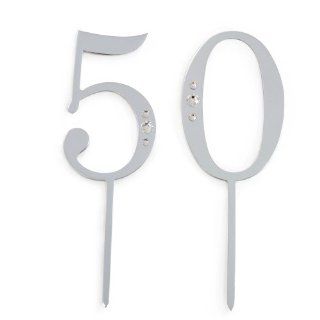 Cathy's Concepts 50th Wedding Anniversary Rhinestone Cake Topper, Silver: Kitchen & Dining