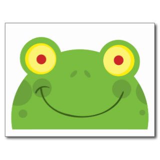 Happy Head Frog Cartoon Character Post Cards
