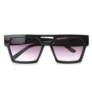 Futuristic Plastic Angular Sunglasses   Black Clothing