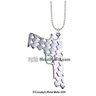 SILVER GUN NECKLACE SHAPED FROM TINY HEARTS Costume Accessories Clothing