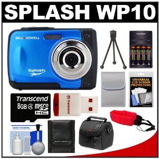 Bell & Howell Splash WP10 Shock & Waterproof Digital Camera (Blue) with 8GB Card/Reader + Case + Batteries/Charger + Tripod + Accessory Kit : Point And Shoot Digital Camera Bundles : Camera & Photo