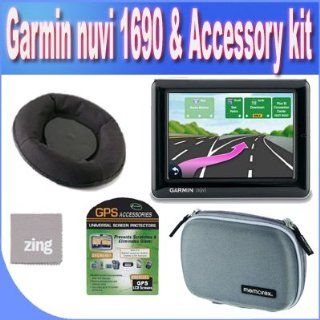 Garmin nuvi 1690 4.3 Inch Portable Bluetooth Navigator with Google Local Search & Real Time Traffic Alerts + Friction Dash Pad Mount + Zing Micro Fiber Cleaning Cloth + GPS Screen Protectors + Shock Proof Deluxe GPS Case! : In Dash Vehicle Gps Units : 