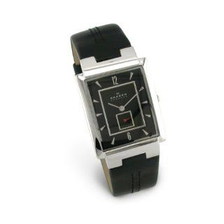 Skagen Men's Black Leather Watch #324LSLB: Skagen: Watches