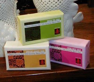 Long Life Soap Co. Gift set of 3 exfoliating soaps   apricot ginger, green tea, china rose  Facial Soaps  Beauty