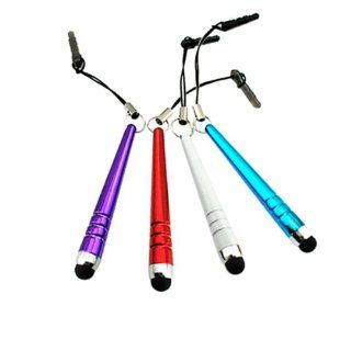 iClover Bundle of 20PCS Colorful Stylus Pen Purple/Red/White/Light Blue & Sharp Pattern Stylus/Styli Universal Capacitive Touch Screen Pen / Touch screen Pen with Ear Cap /Anti dust Plug (3.5mm Plug)for iPhone 4/ 4S / iPad 2 3/ HTC Cell Phones & A